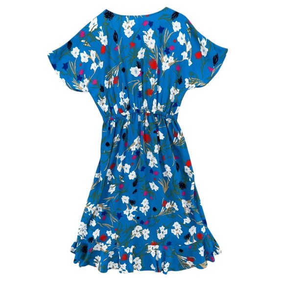 J.CREW Mercantile High Low Faux Wrap Dress Emmahansi Cabana Blue Multi Size S - Picture 4 of 15